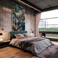 Quadro Decorativo: Noite Mágica no Paraíso Tropical - quadros decorativos 1 Tela Vertical, 3 Telas - em escritorio elegante