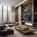 Quadro Decorativo: Noite Mágica no Paraíso Tropical - quadros decorativos 1 Tela Vertical, 3 Telas - em sala moderna