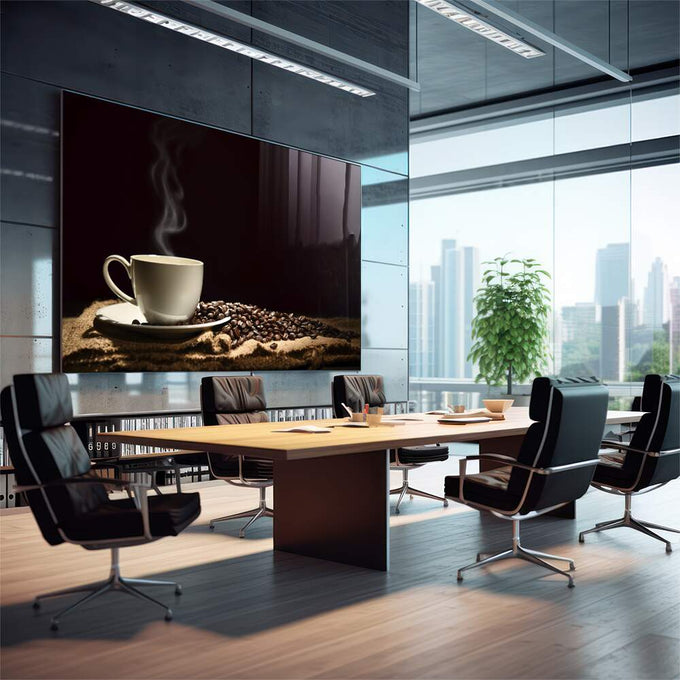Quadro Decorativo Essência de Café: Desperte Seus Sentidos - quadros decorativos para sala 1 Tela, 1 Tela Horizontal - em quarto contemporaneo
