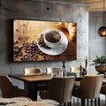 Quadro Decorativo Xícara com Croissant: Inspire-se! - quadros decorativos para sala 1 Tela, 1 Tela Horizontal - em ambiente decorado