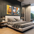 Quadro Decorativo Celebração Vibrante Porsche - Exclusivo - quadros decorativos 1 Tela Vertical, 3 Telas - em escritorio elegante