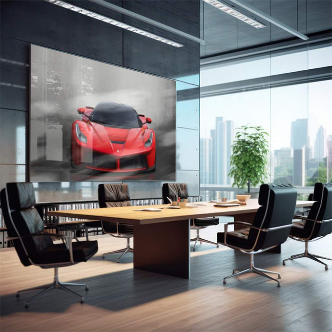 Quadro Decorativo Carro Vermelho: Velocidade e Estilo - quadros decorativos para sala 1 Tela, 1 Tela Horizontal - em quarto contemporaneo