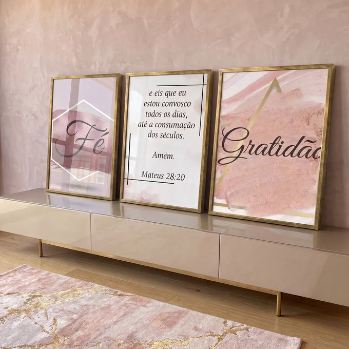Quadro Decorativo Revelador: Fé e Gratidão Visual em ambiente decorado - quadros decorativos para sala