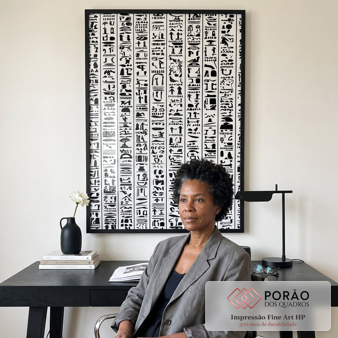Quadro Decorativo Hieróglifos Modernos em escritorio moderno - quadros decorativos para sala