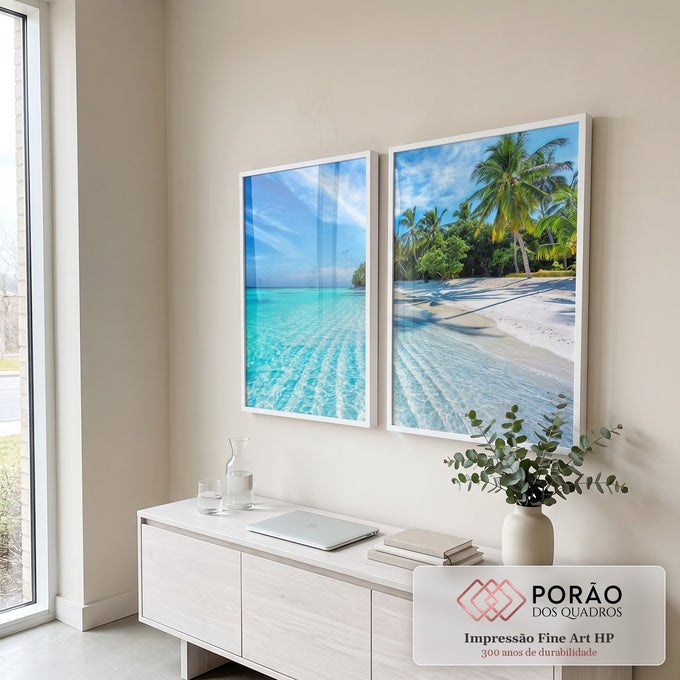 Quadro Decorativo: Refúgio Tropical Sereno e Vibrante em escritorio moderno - quadros decorativos para sala