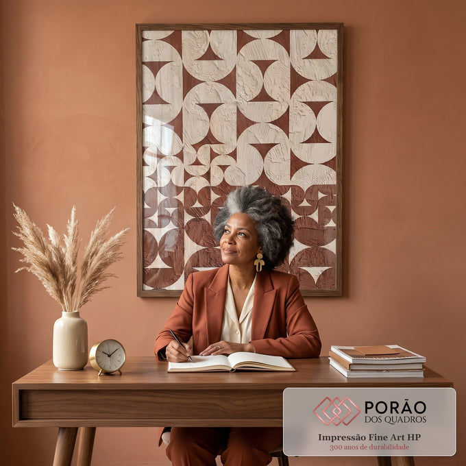 Quadro Decorativo Abstração Geométrica - Elegância Minimalista em escritorio moderno - quadros decorativos para sala