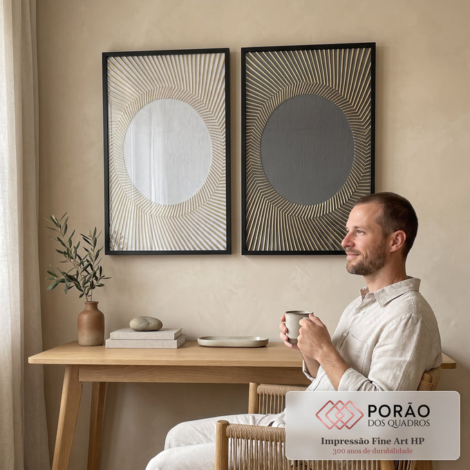 Quadro Decorativo Reflexos de Ouro - Luxo e Modernidade em escritorio moderno - quadros decorativos para sala
