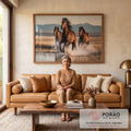 Quadro Decorativo Cavalos Galopando Livres em sala de estar moderna - quadros decorativos para sala