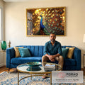 Quadro Decorativo Pavão Beleza e Estilo para Seu Espaço em sala de estar moderna - quadros decorativos para sala