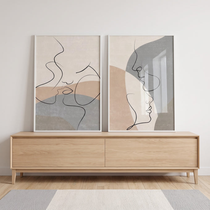 Quadro Decorativo Elegância Abstrata - Toque Moderno em ambiente decorado - quadros decorativos para sala