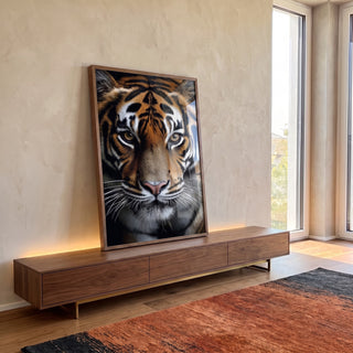 Quadro Decorativo Tigre Majestoso em ambiente decorado - quadros decorativos para sala