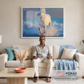 Quadro Decorativo Cavalo Branco em Liberdade em sala de estar moderna - quadros decorativos para sala