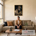 Quadro Decorativo Poderoso Gorila: Imponência Natural em sala de estar moderna - quadros decorativos para sala