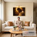 Quadro Decorativo A graça de Jesus Cristo em sala de estar moderna - quadros decorativos para sala