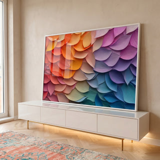 Quadro Decorativo Pétalas Abstratas Arte Moderna em ambiente decorado - quadros decorativos para sala