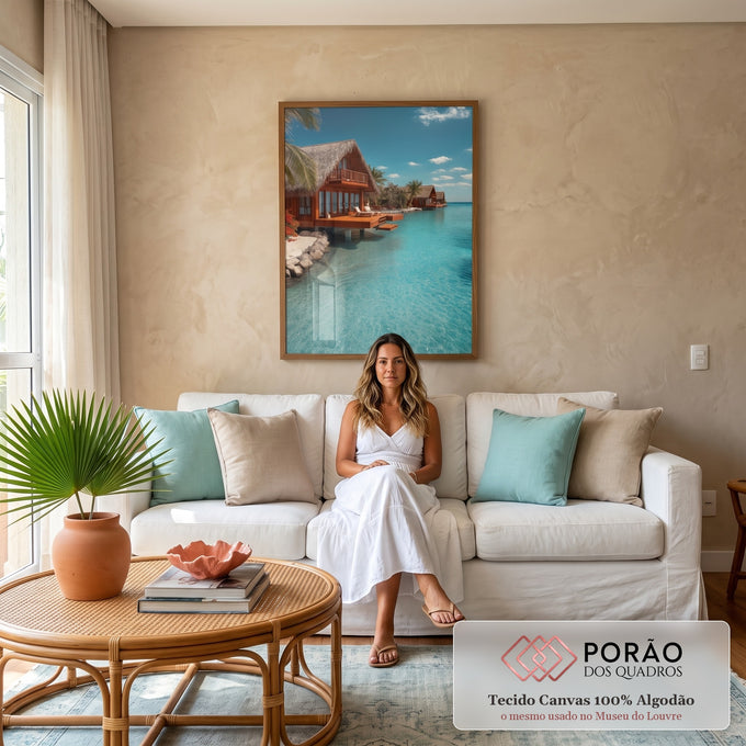 Quadro Decorativo Tropical Sereno em sala de estar moderna - quadros decorativos para sala
