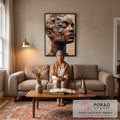 Quadro Decorativo Mulher em Tons Marrons em sala de estar moderna - quadros decorativos para sala