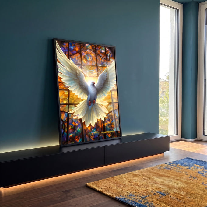 Quadro Decorativo Pomba Sagrada - Arte Elegante para Sua Decoração em ambiente decorado - quadros decorativos para sala