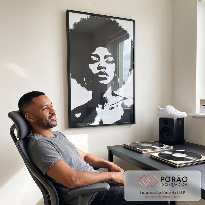 Quadro Decorativo Afro Elegância em escritorio moderno - quadros decorativos para sala