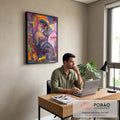 Quadro Decorativo Gorila Neon: Natureza e Arte Urbana em escritorio moderno - quadros decorativos para sala