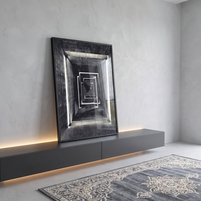 Quadro Decorativo: Jornada ao Desconhecido Único em ambiente decorado - quadros decorativos para sala