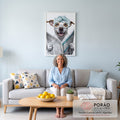 Quadro Decorativo Cão Leitor - Humor e Estilo para Seu Lar em sala de estar moderna - quadros decorativos para sala