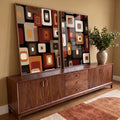Quadro Decorativo Geometria Vibrante em ambiente decorado - quadros decorativos para sala