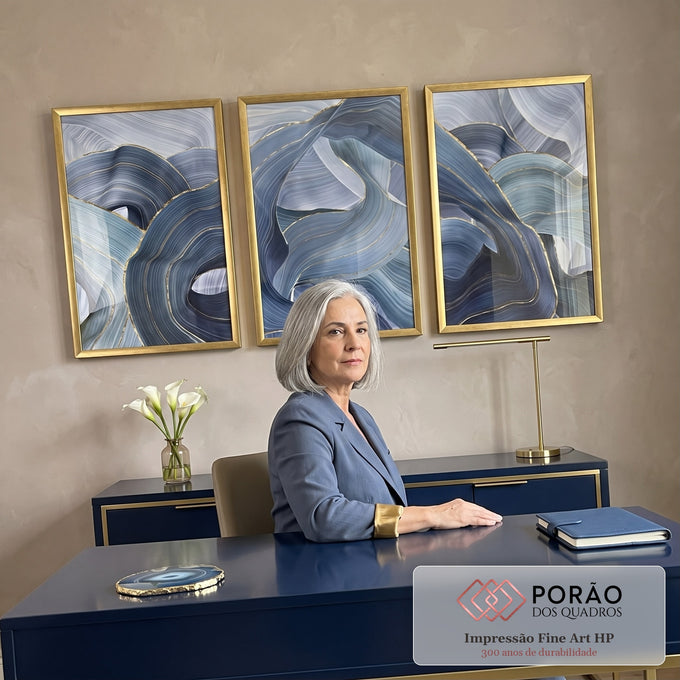Quadro Decorativo Harmonia Abstrata: Luxo e Serenidade em escritorio moderno - quadros decorativos para sala