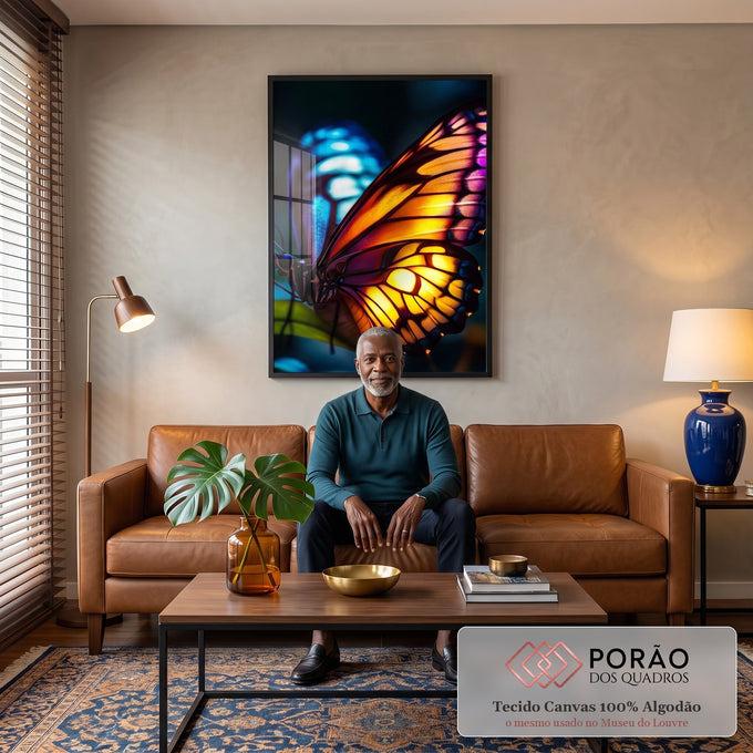 Quadro Decorativo A Magia das Borboletas em sala de estar moderna - quadros decorativos para sala