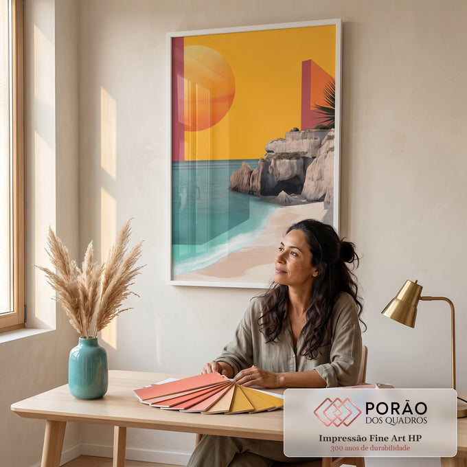 Quadro Decorativo Horizonte Tropical Minimalista e Sofisticado em escritorio moderno - quadros decorativos para sala