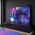 Quadro Decorativo Neon Rider: Jornada Vibrante em ambiente decorado - quadros decorativos para sala