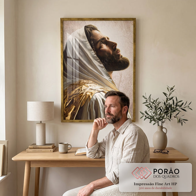 Quadro Decorativo Jesus Aura de Fé e Inspiração em escritorio moderno - quadros decorativos para sala
