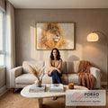 Quadro Decorativo Leão Majestoso em sala de estar moderna - quadros decorativos para sala