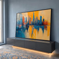 Quadro Decorativo Reflexos Urbanos Inspirador em ambiente decorado - quadros decorativos para sala