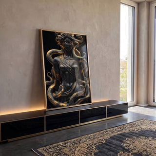 Quadro Decorativo Medusa A Perversidade e Magnitude da Beleza em ambiente decorado - quadros decorativos para sala