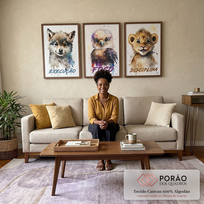 Quadro Decorativo Inspiração: Execução, Disciplina, Foco em sala de estar moderna - quadros decorativos para sala