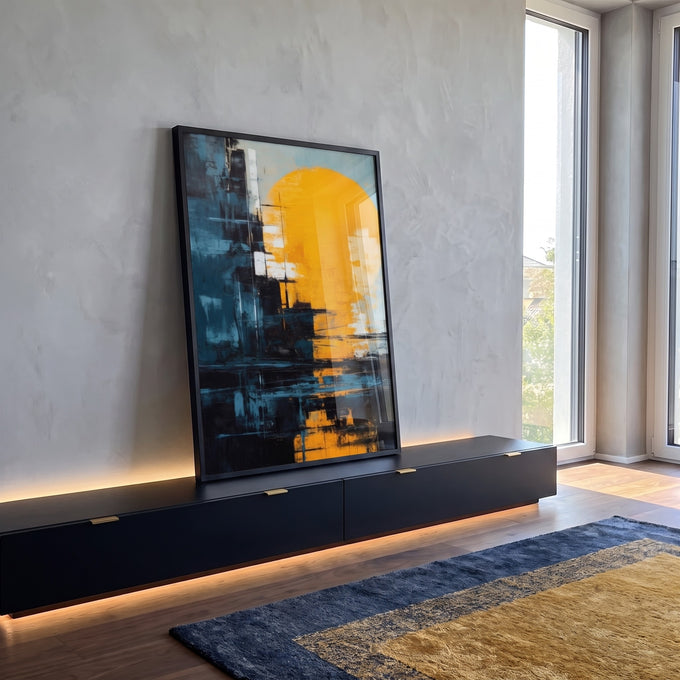 Quadro Decorativo Noite Artística - Elegância e Sofisticação para Seu Lar em ambiente decorado - quadros decorativos para sala