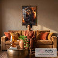 Quadro Decorativo Poderoso Leão da Ira em sala de estar moderna - quadros decorativos para sala