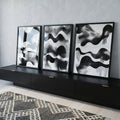 Quadro Decorativo Abstração Geométrica em Preto e Branco em ambiente decorado - quadros decorativos para sala