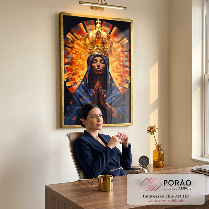 Quadro Decorativo Abstrato Nossa Senhora da Aparecida - Arte Sofisticada para sua Decoração em escritorio moderno - quadros decorativos para sala