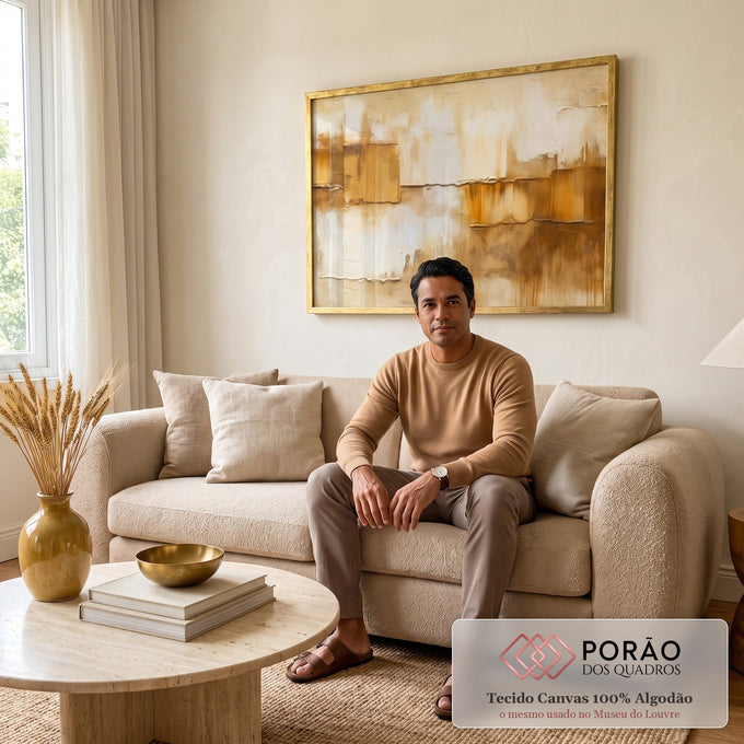 Quadro Decorativo Serenidade Abstrata em sala de estar moderna - quadros decorativos para sala