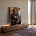 Quadro Decorativo Sofisticado Chimpanzé Elegante em ambiente decorado - quadros decorativos para sala