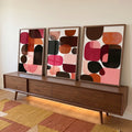 Quadro Decorativo Três Painéis Abstrato em ambiente decorado - quadros decorativos para sala