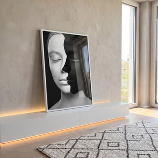 Quadro Decorativo: Essência Feminina em Preto & Branco em ambiente decorado - quadros decorativos para sala