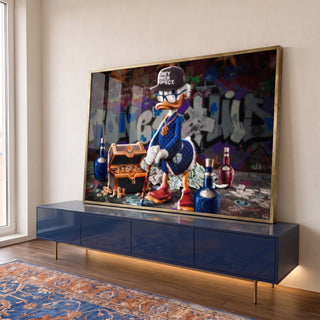 Quadro Decorativo Luxo do Pato Magnata - Elegância Irreverente em ambiente decorado - quadros decorativos para sala