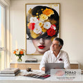 Quadro Decorativo Flower Head - Elegância e Natureza para sua Casa em escritorio moderno - quadros decorativos para sala