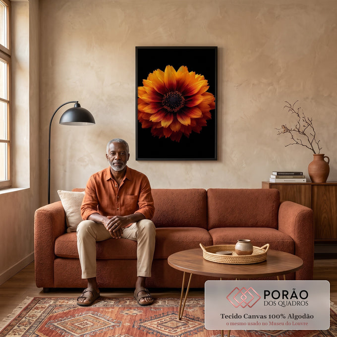Quadro Decorativo Flor Exuberante em sala de estar moderna - quadros decorativos para sala