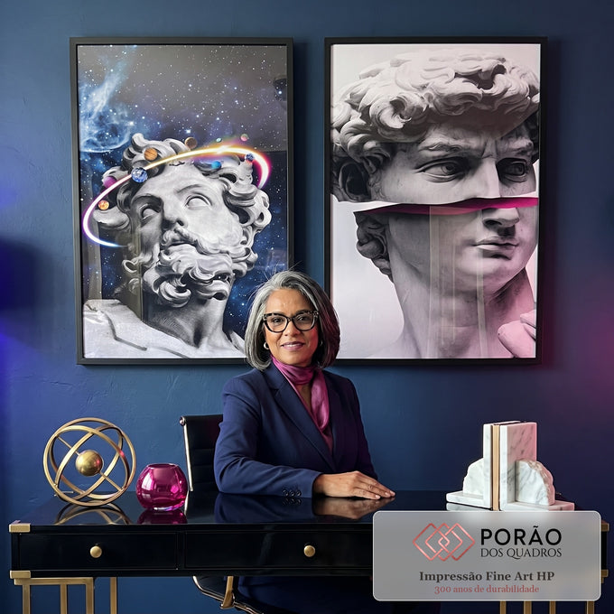 Quadro Decorativo: Bustos Clássicos - Transforme seu Espaço em escritorio moderno - quadros decorativos para sala