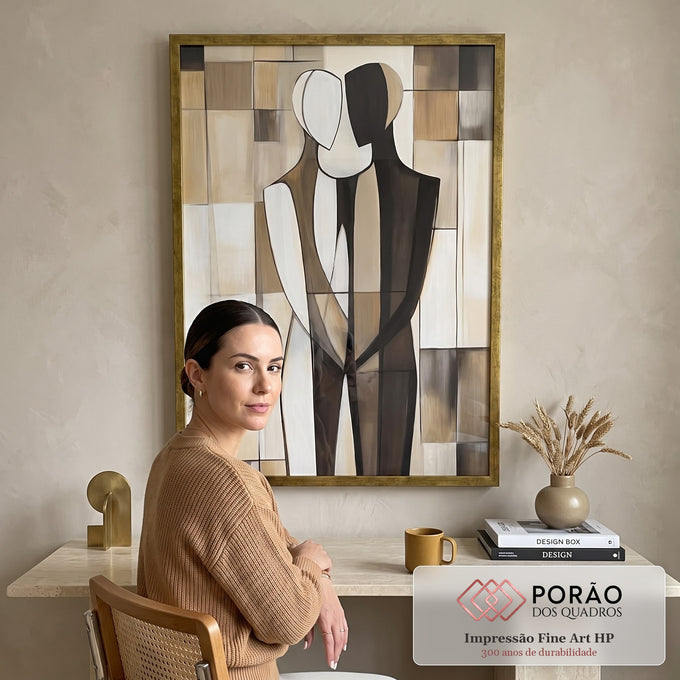 Quadro Decorativo Abstrato Casal em escritorio moderno - quadros decorativos para sala