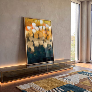 Quadro Decorativo Abstração Vibrante: Energia que Inspira em ambiente decorado - quadros decorativos para sala